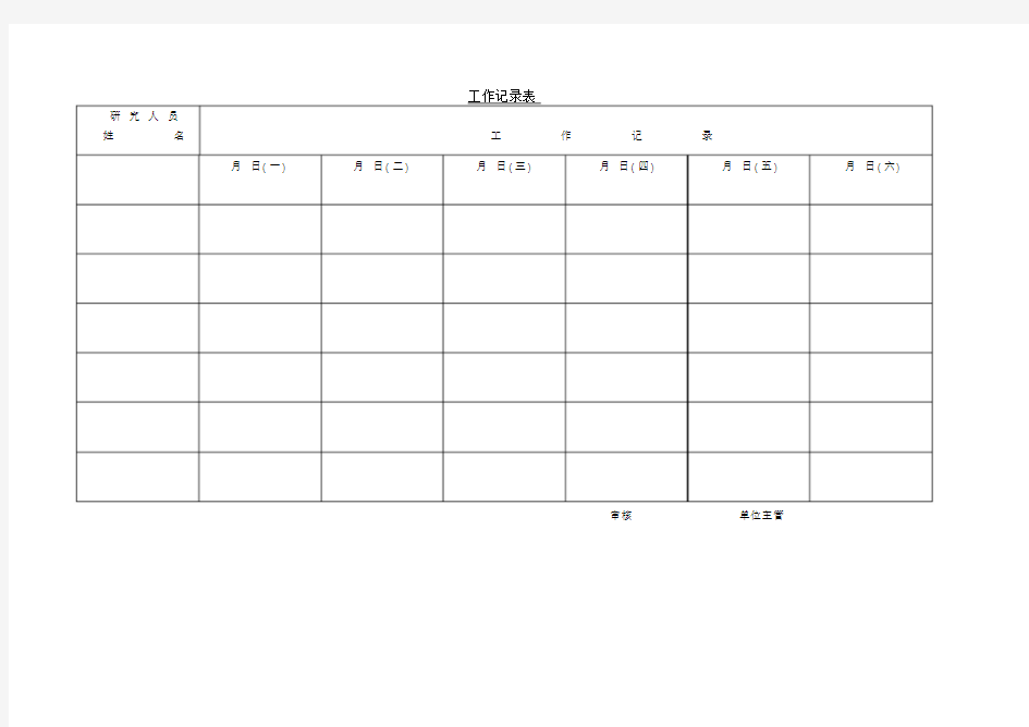 工作记录表表格模板.doc