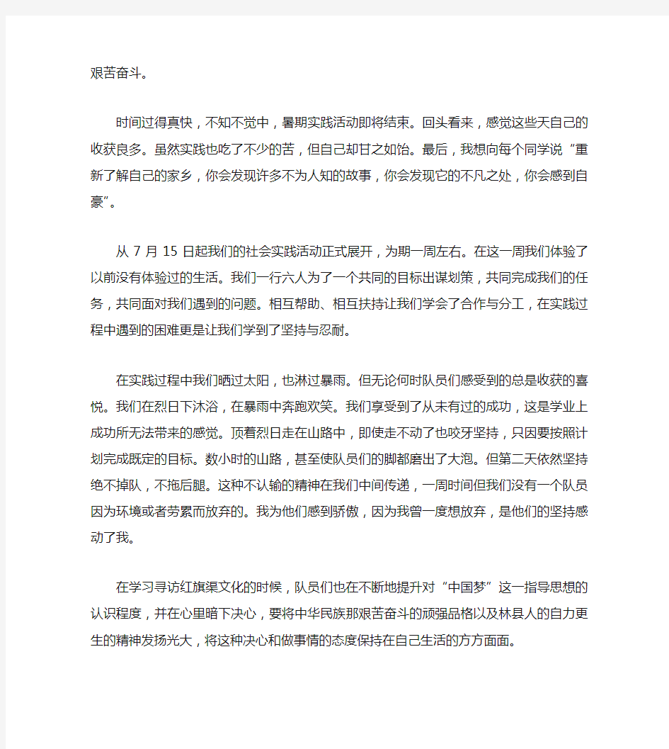 大学生团队暑假社会实践总结