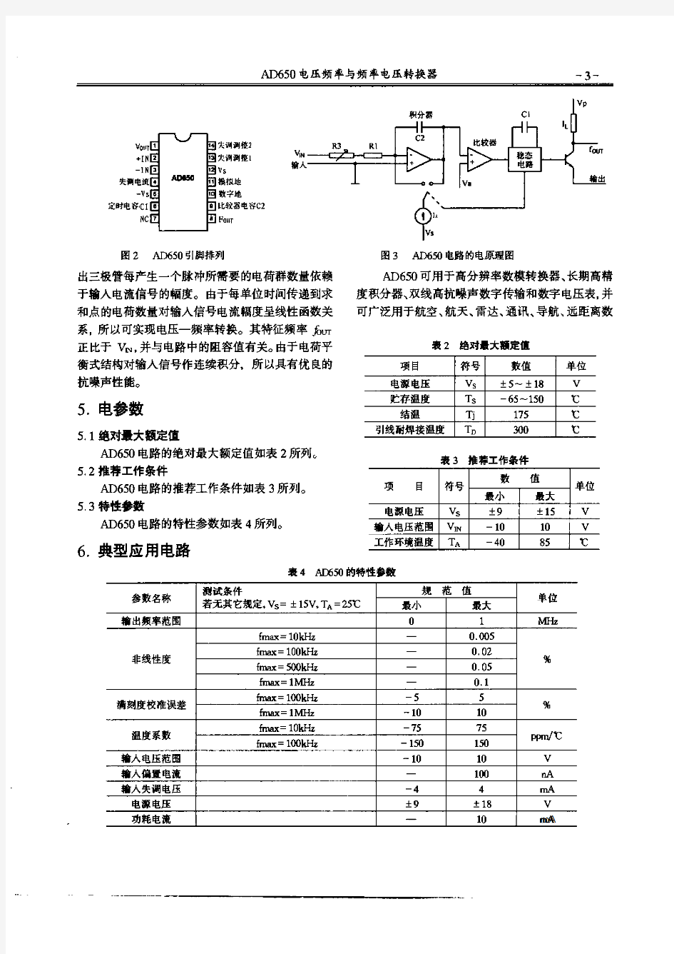 AD650电压频率与频率电压转换器