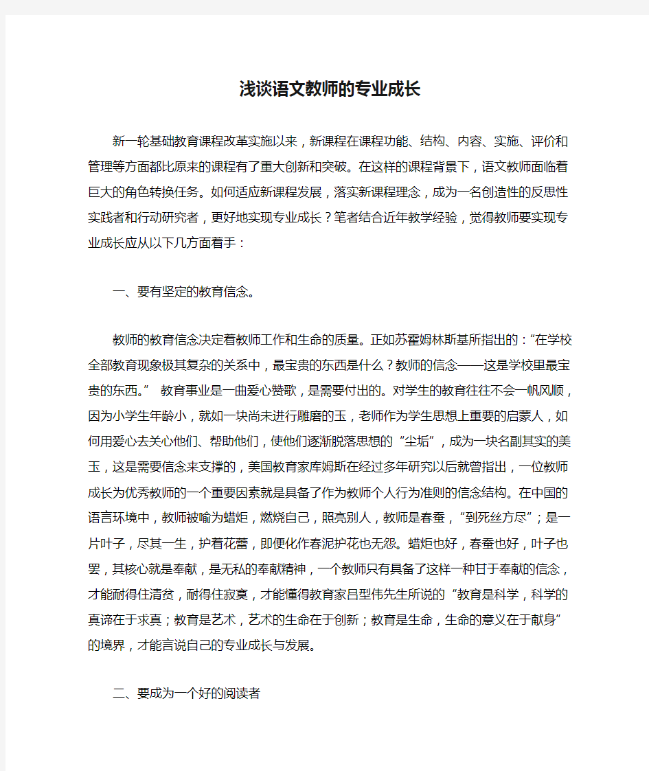 浅谈语文教师的专业成长