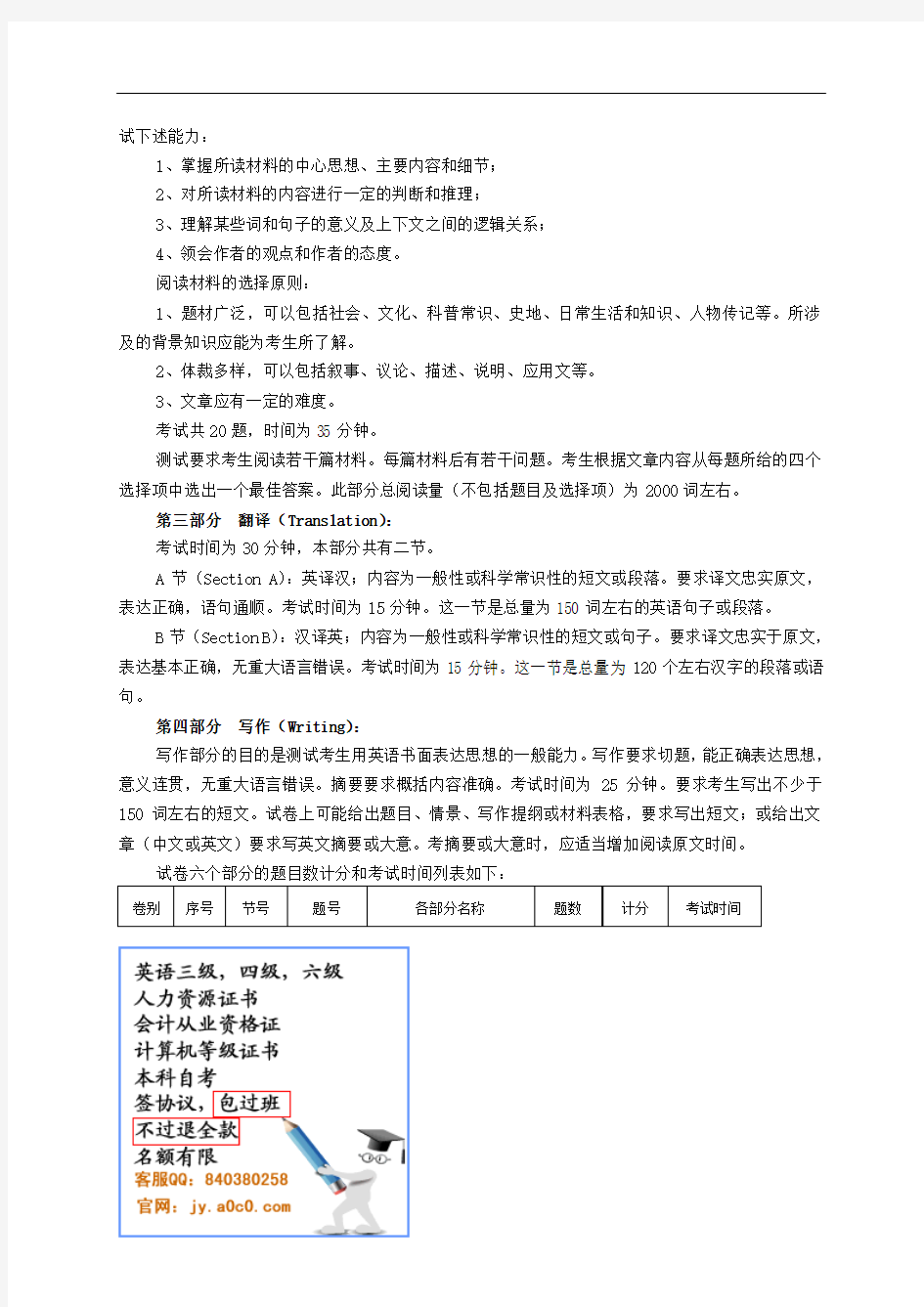 苏州大学非英语专业硕士研究生英语学位课程考试大纲