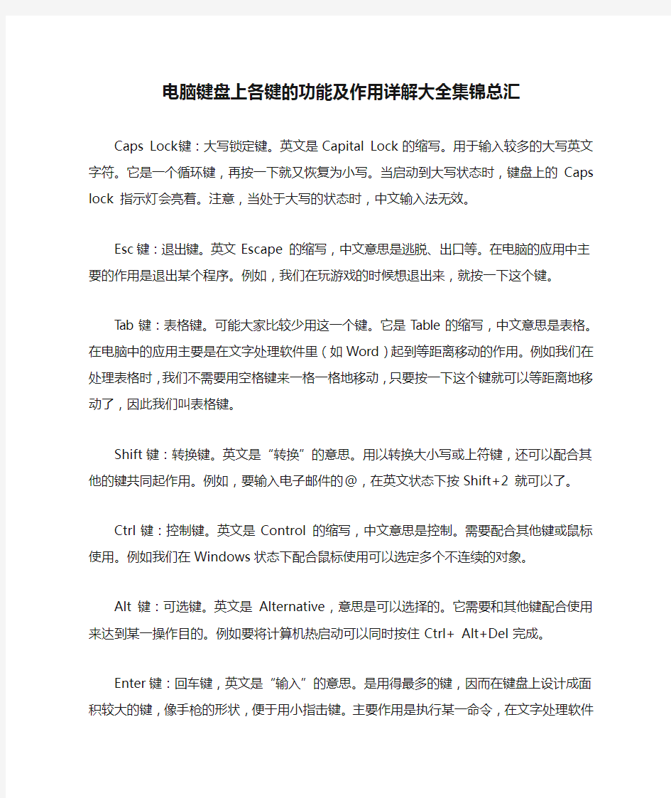 电脑键盘上各键的功能及作用详解大全集锦总汇