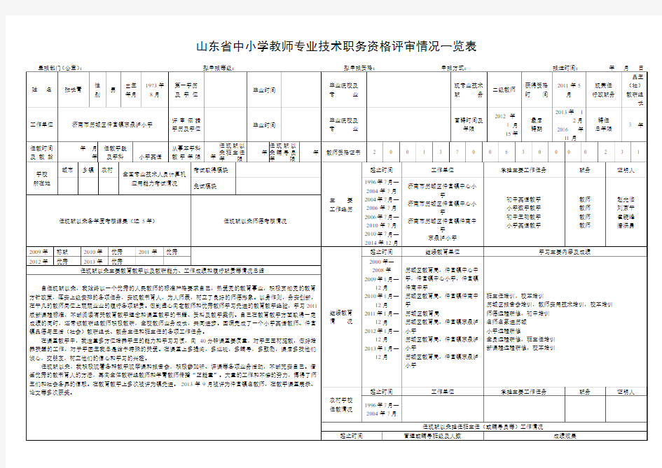 山东省中小学教师专业技术职务资格评审情况一览表(修改)