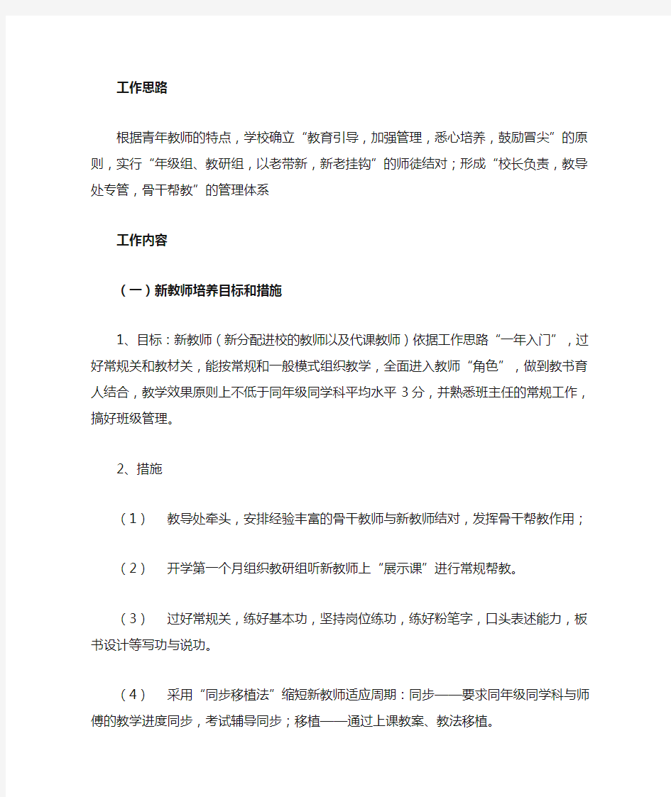 青年教师培养措施