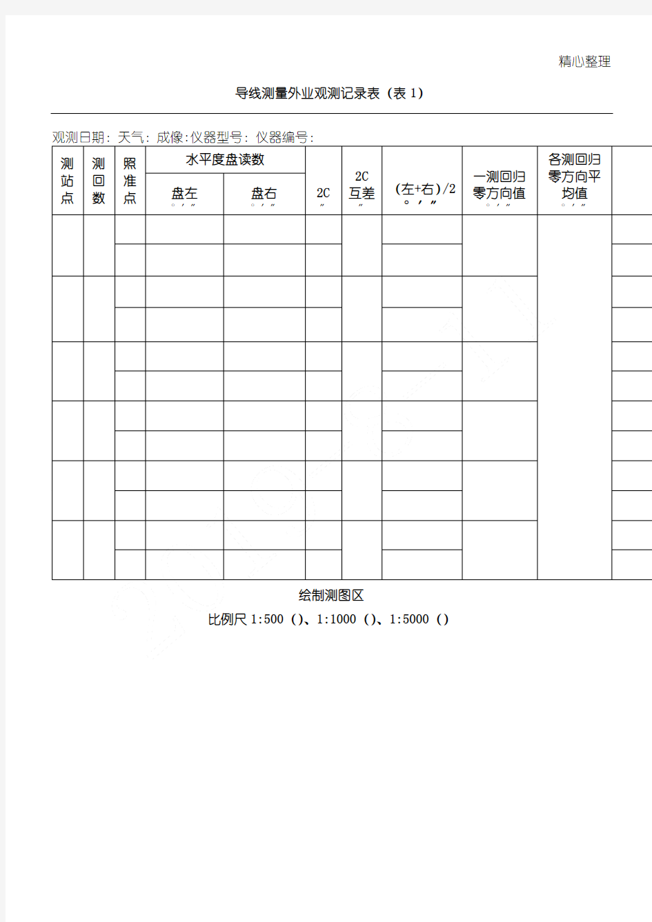 导线测量记录及计算表格模板