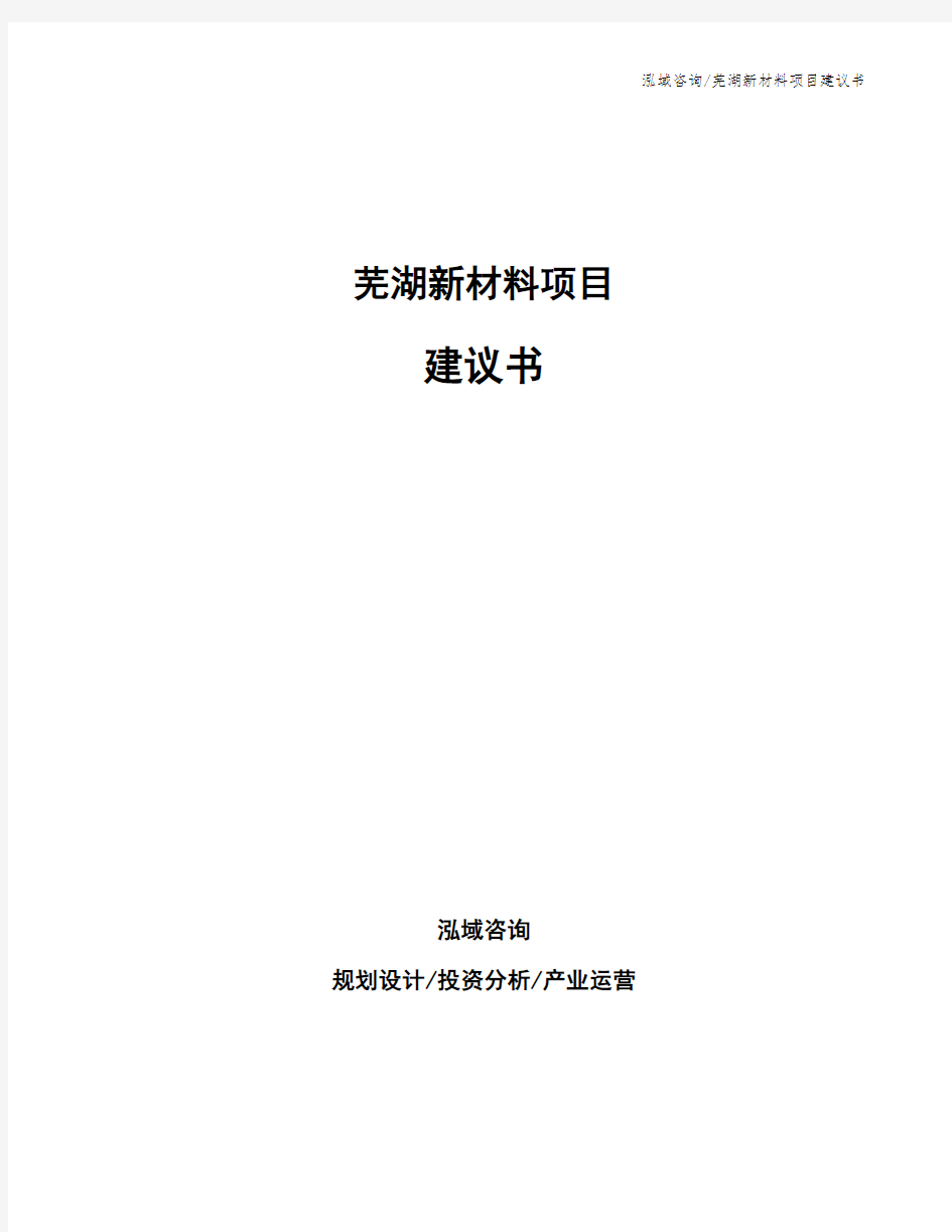 芜湖新材料项目建议书