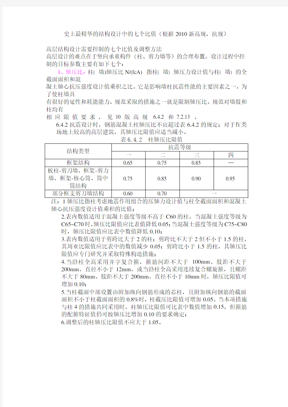 结构设计中七个最重要的比值详解