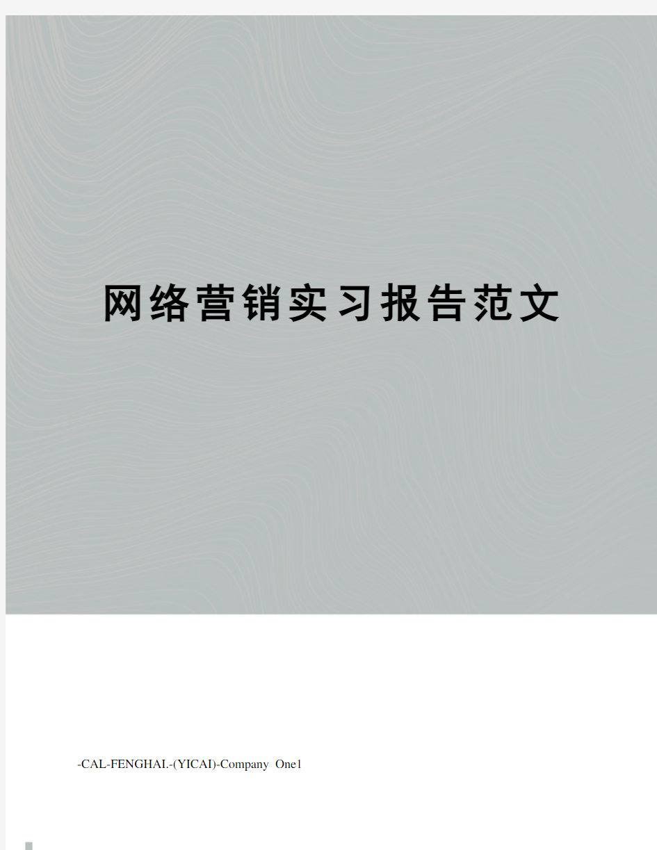 网络营销实习报告范文