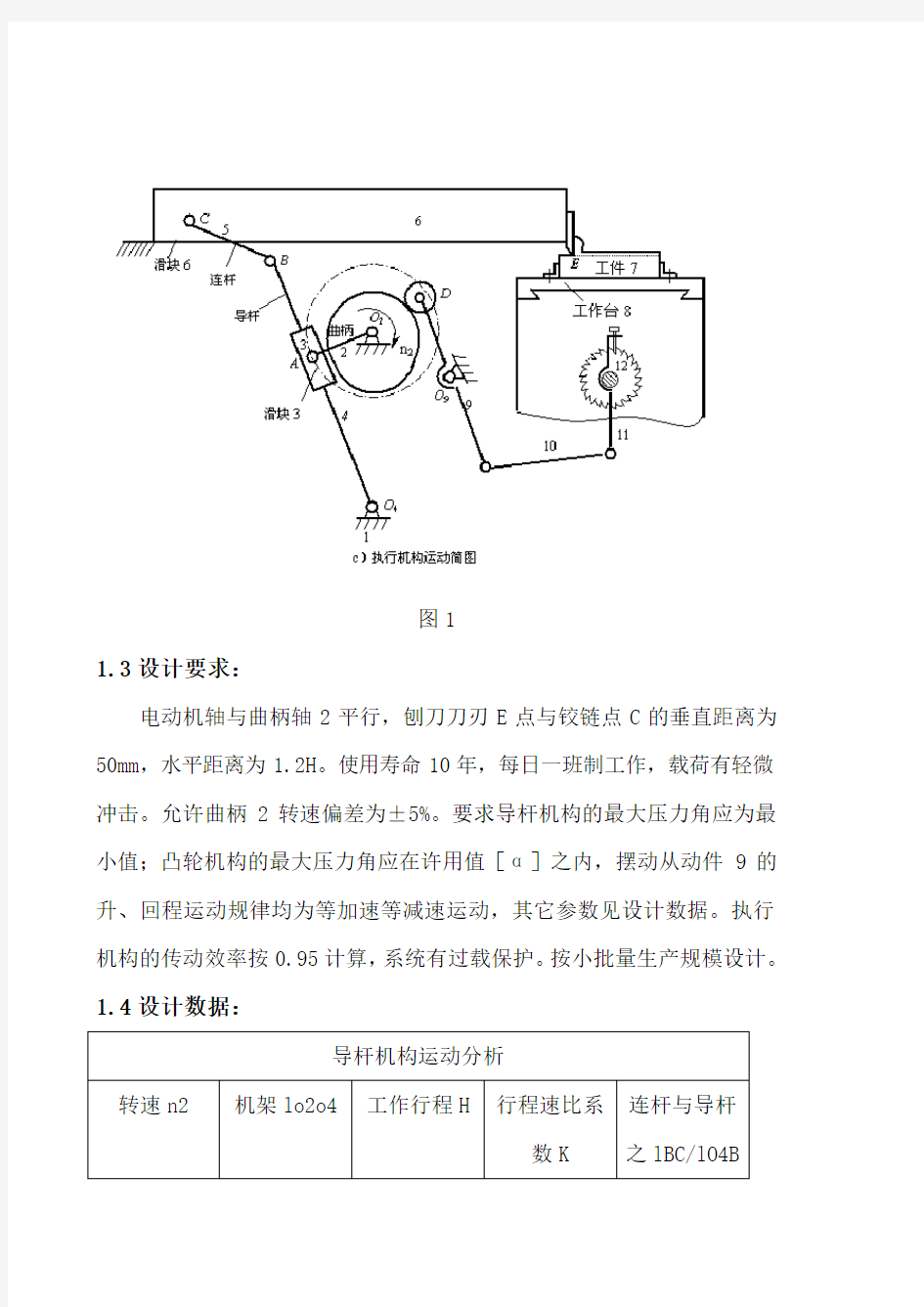 牛头刨床机械系统方案设计