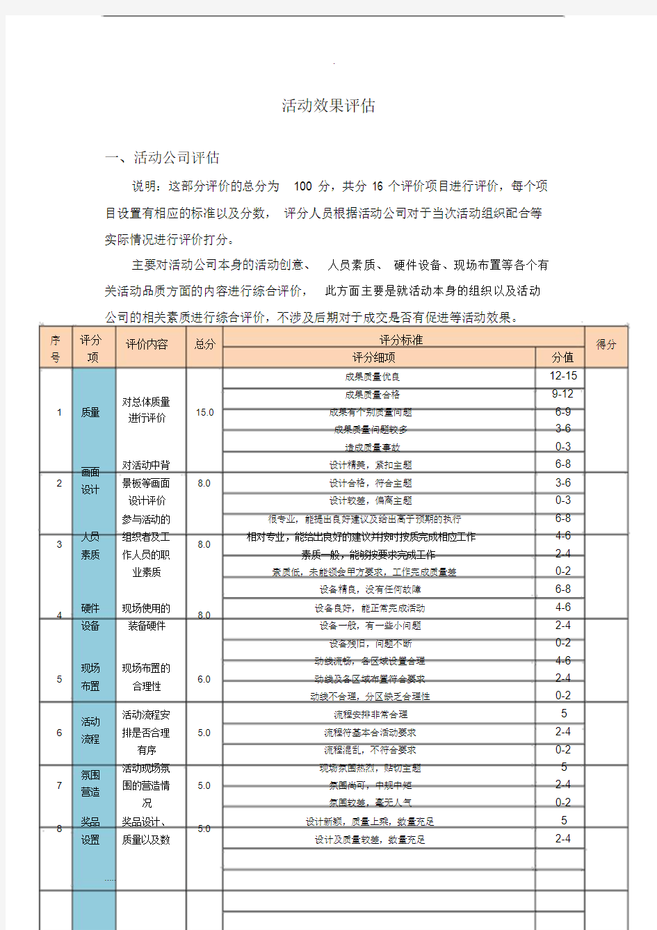 活动效果评估体系