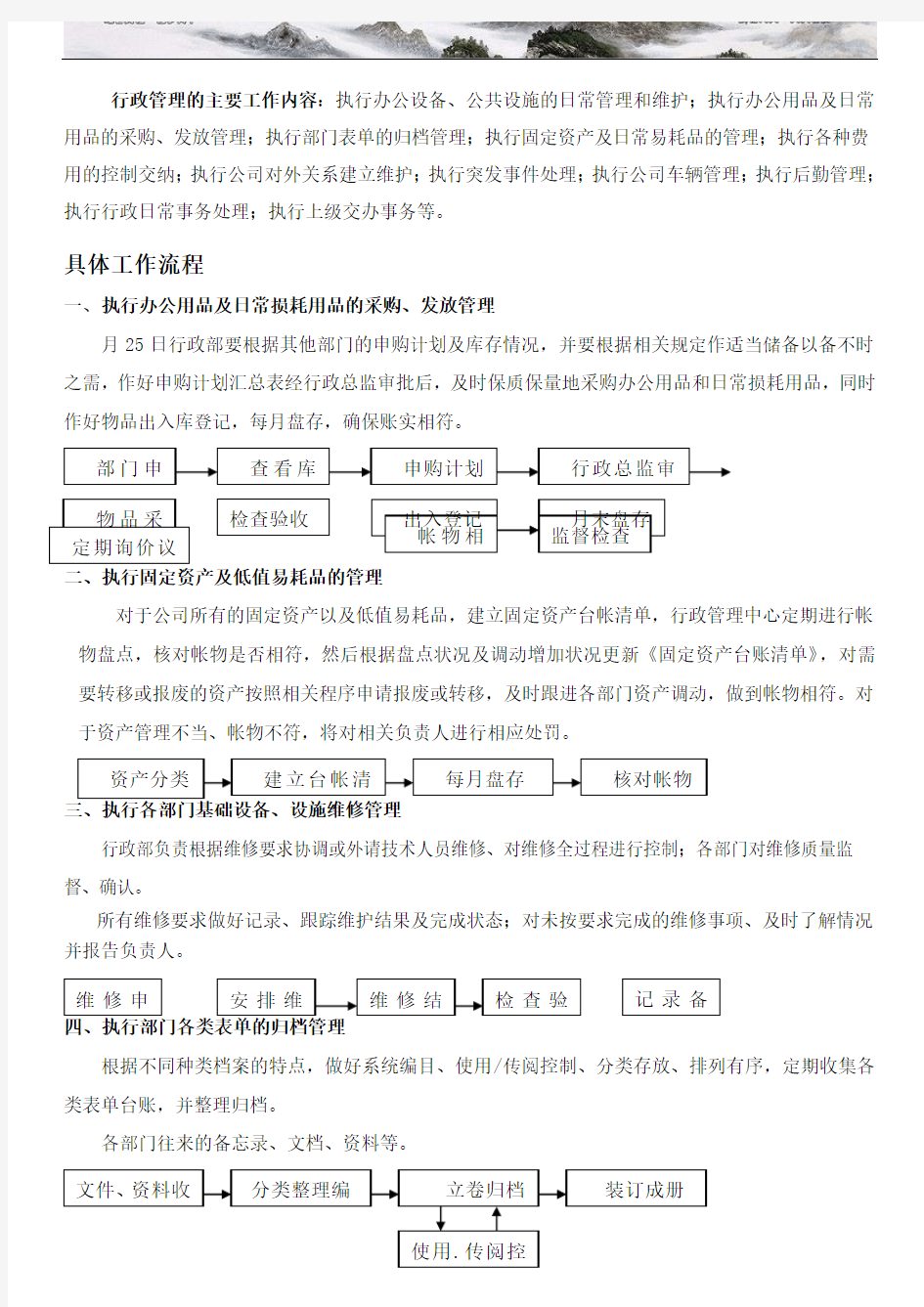 行政管理的主要工作流程