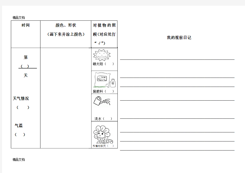 植物观察日记表格(汇编)