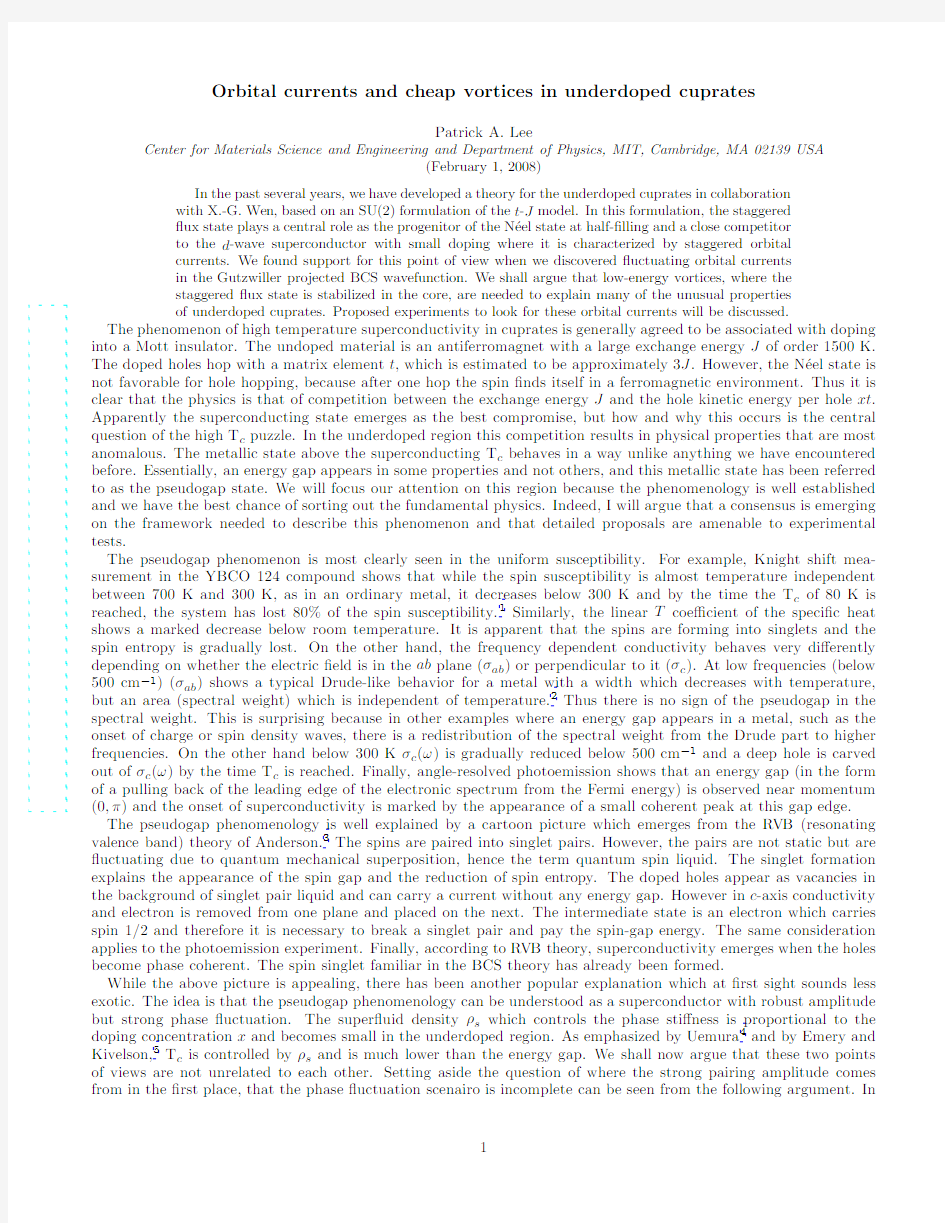 Orbital currents and cheap vortices in underdoped cuprates