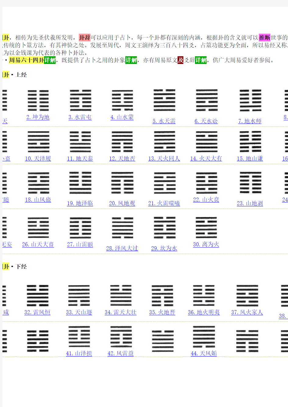 周易六十四卦卦辞,推断及详解
