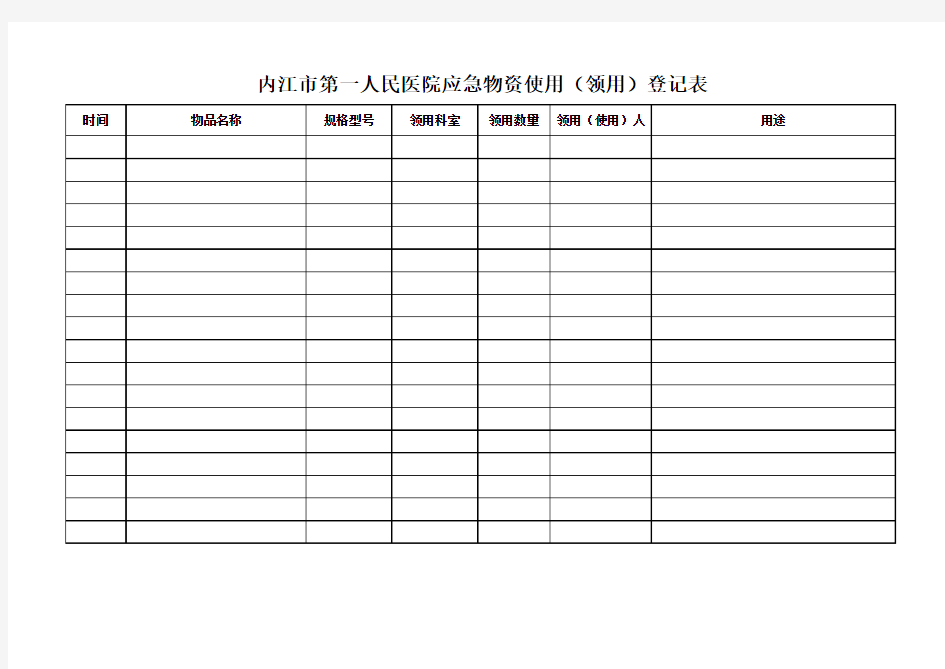 应急物资使用登记表