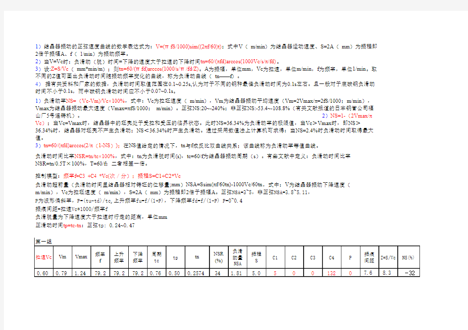 结晶器振动参数计算