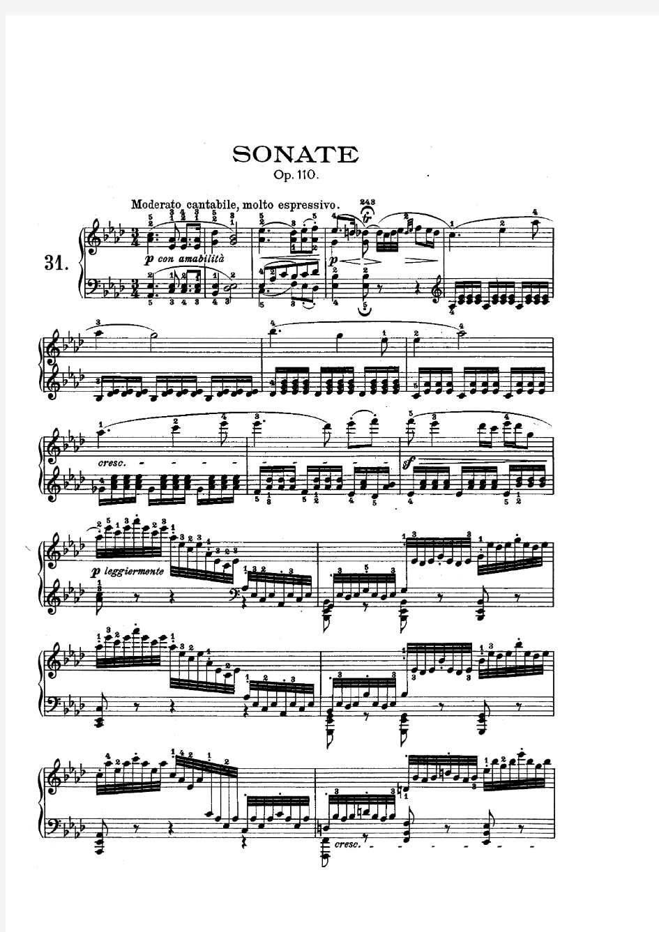 贝多芬《降A大调第三十一钢琴奏鸣曲+Op.110...