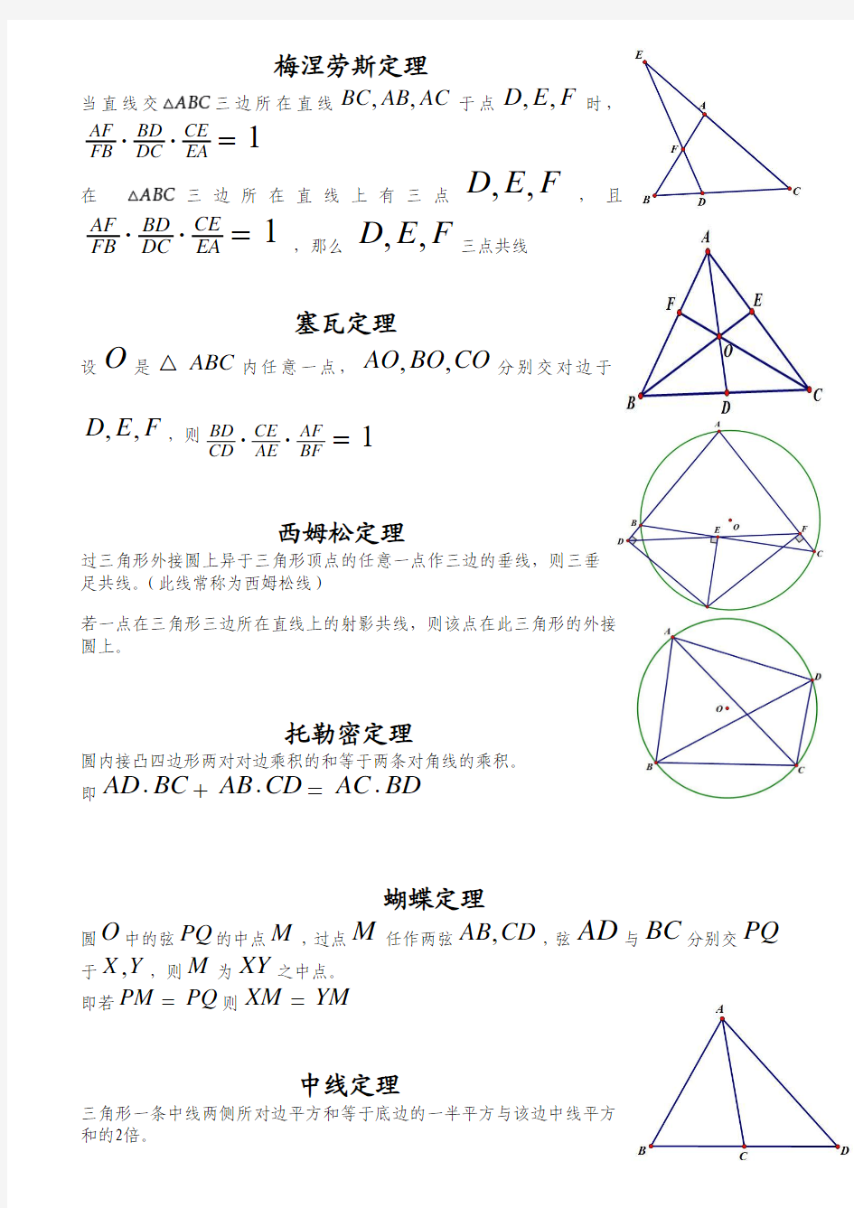 中学数学竞赛定理大全