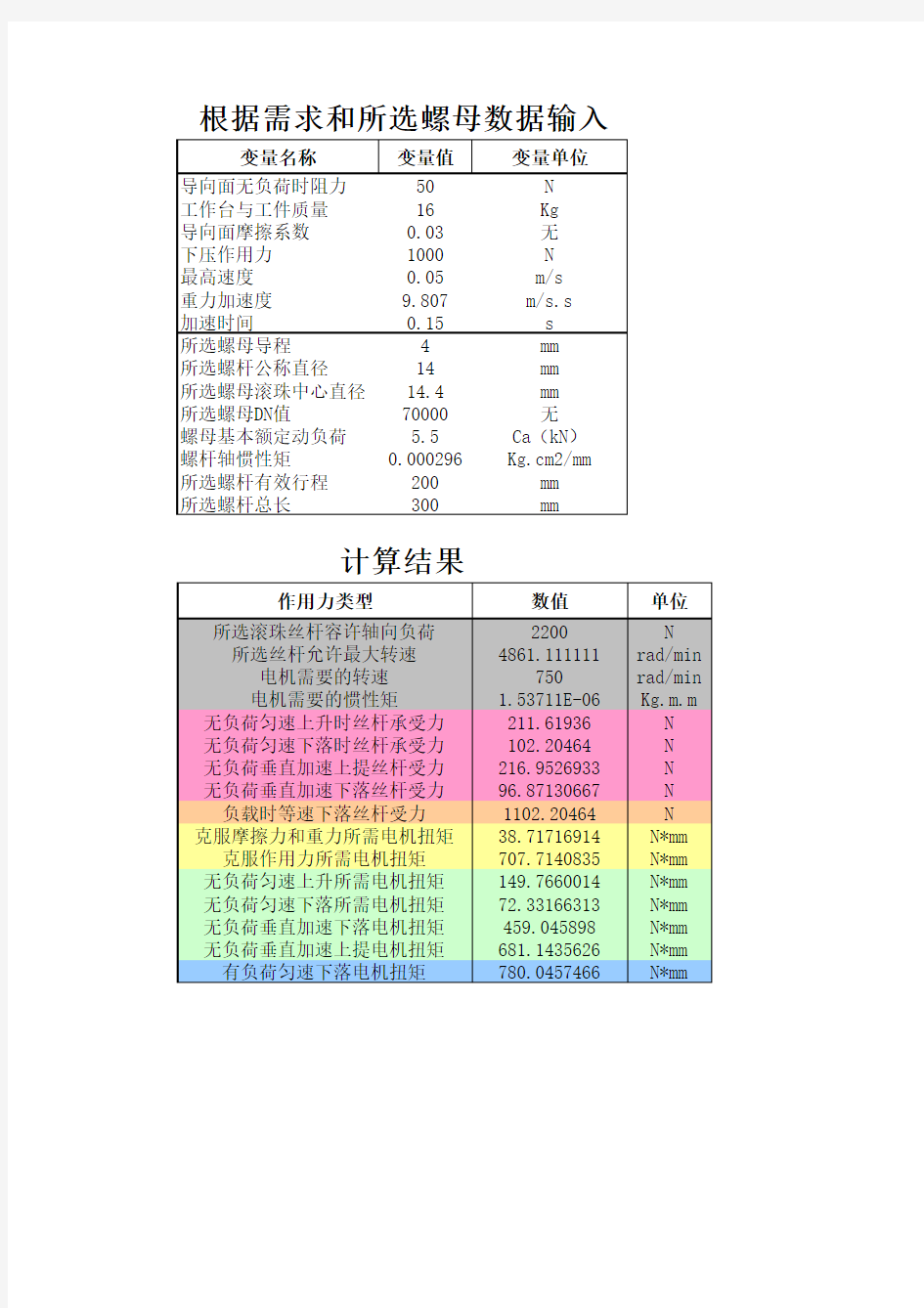 滚珠丝杆计算软件