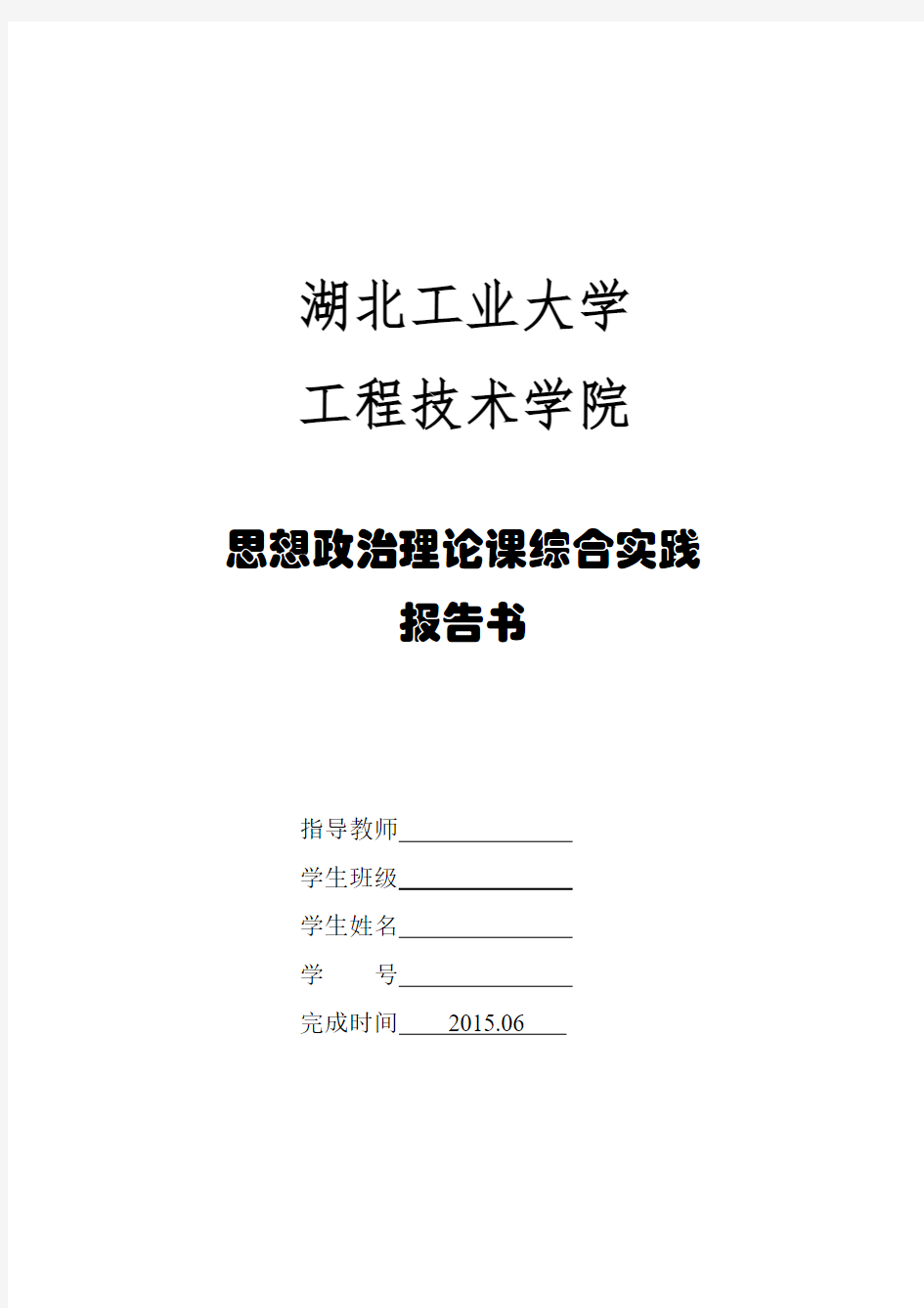 思想政治理论课综合实践报告书(学生)