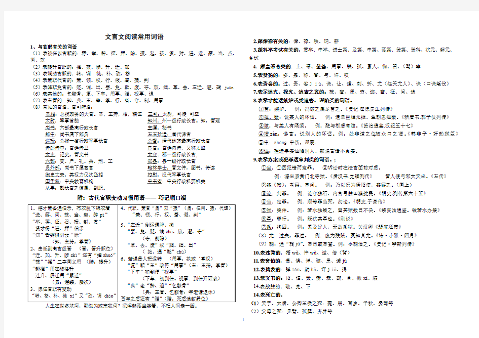 史传类文言文常用词语