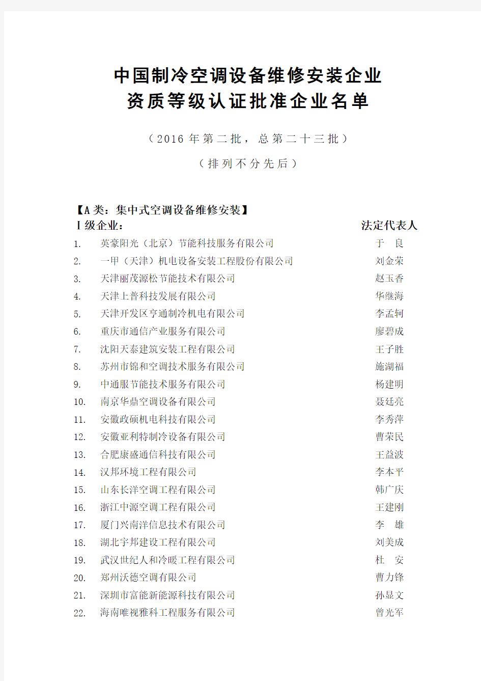 中国制冷空调设备维修安装企业