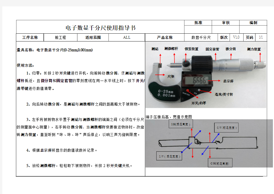 电子数显千分尺作业指导书