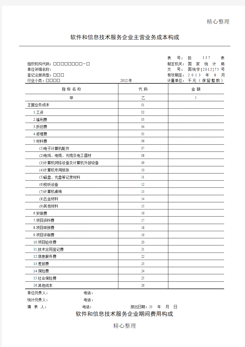 软件和信息技术服务企业主营业务成本构成