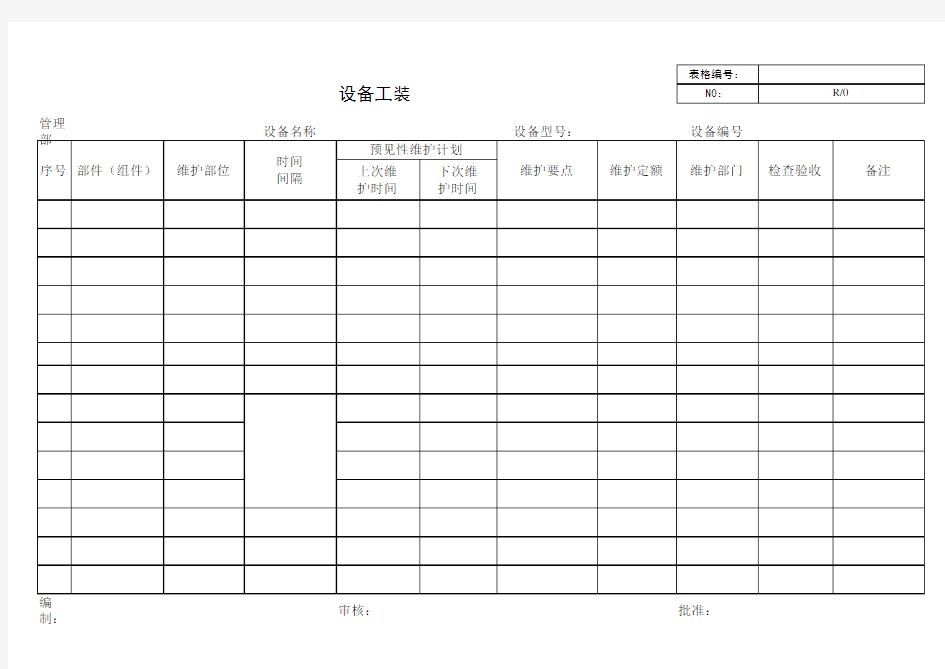 设备工装预见性维护计划