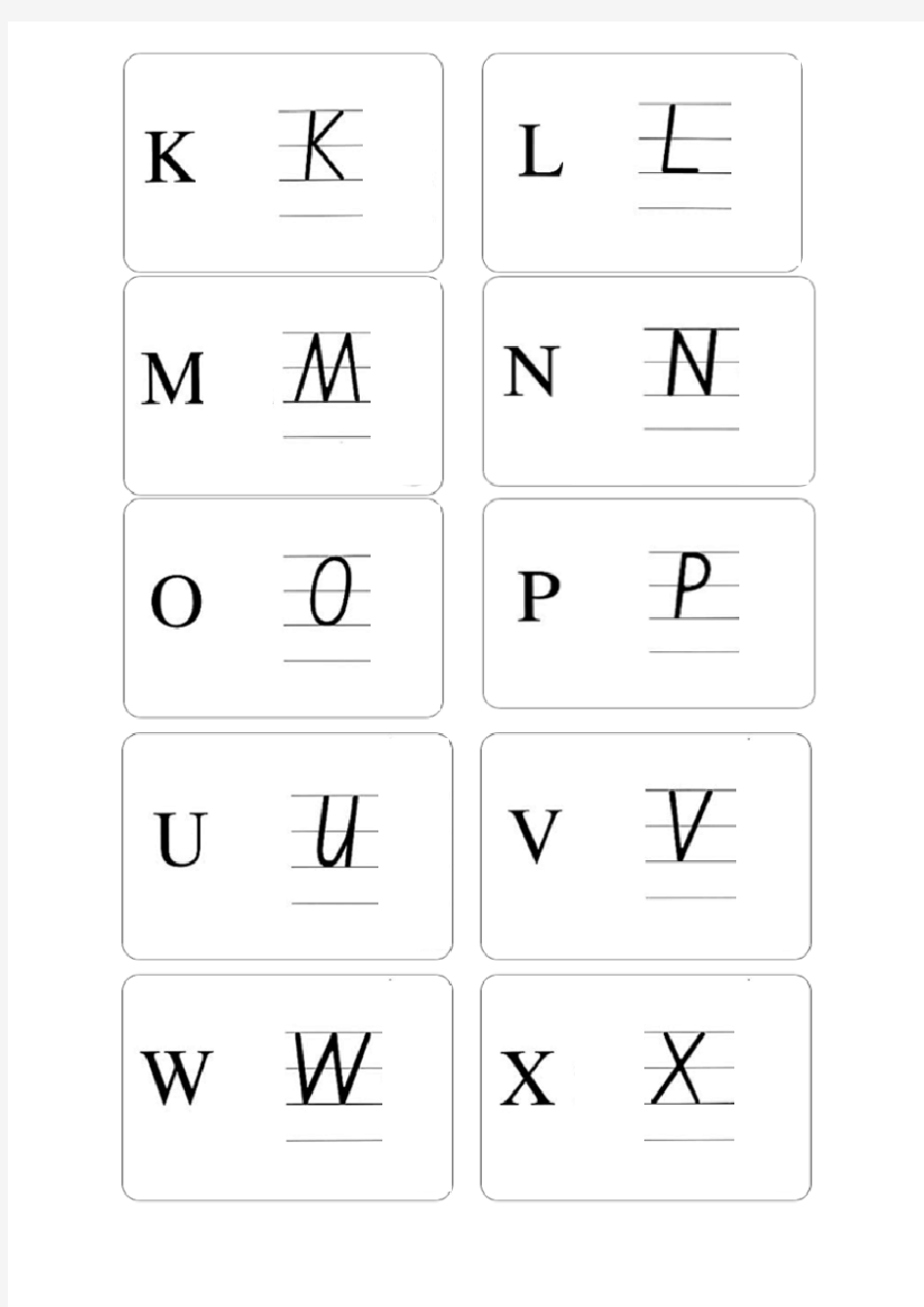 26个英语字母卡片(A4-大写小分开)