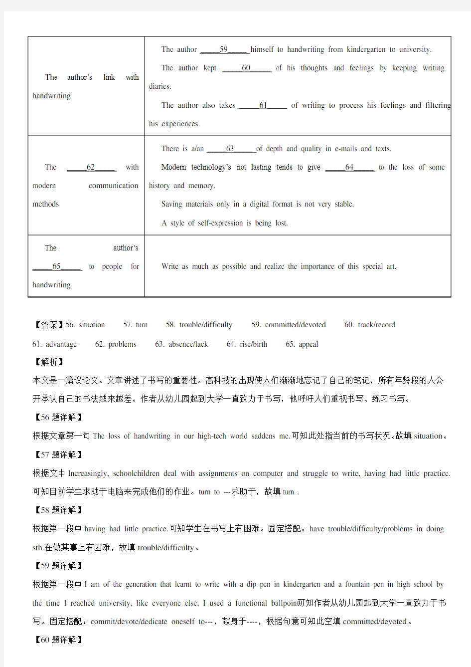 江苏高考英语百日训练之任务型阅读(96)含答案解析