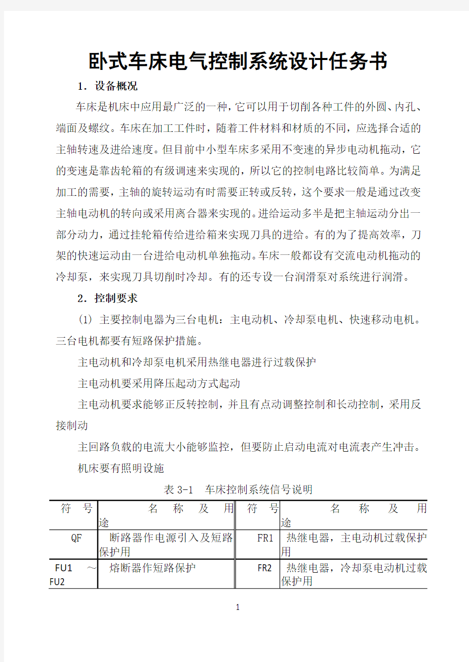 卧式车床电气PLC控制系统-课程设计