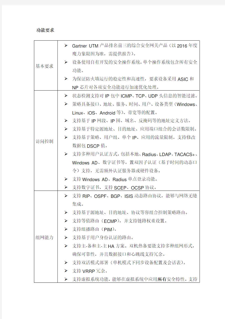 防火墙设备技术要求内容