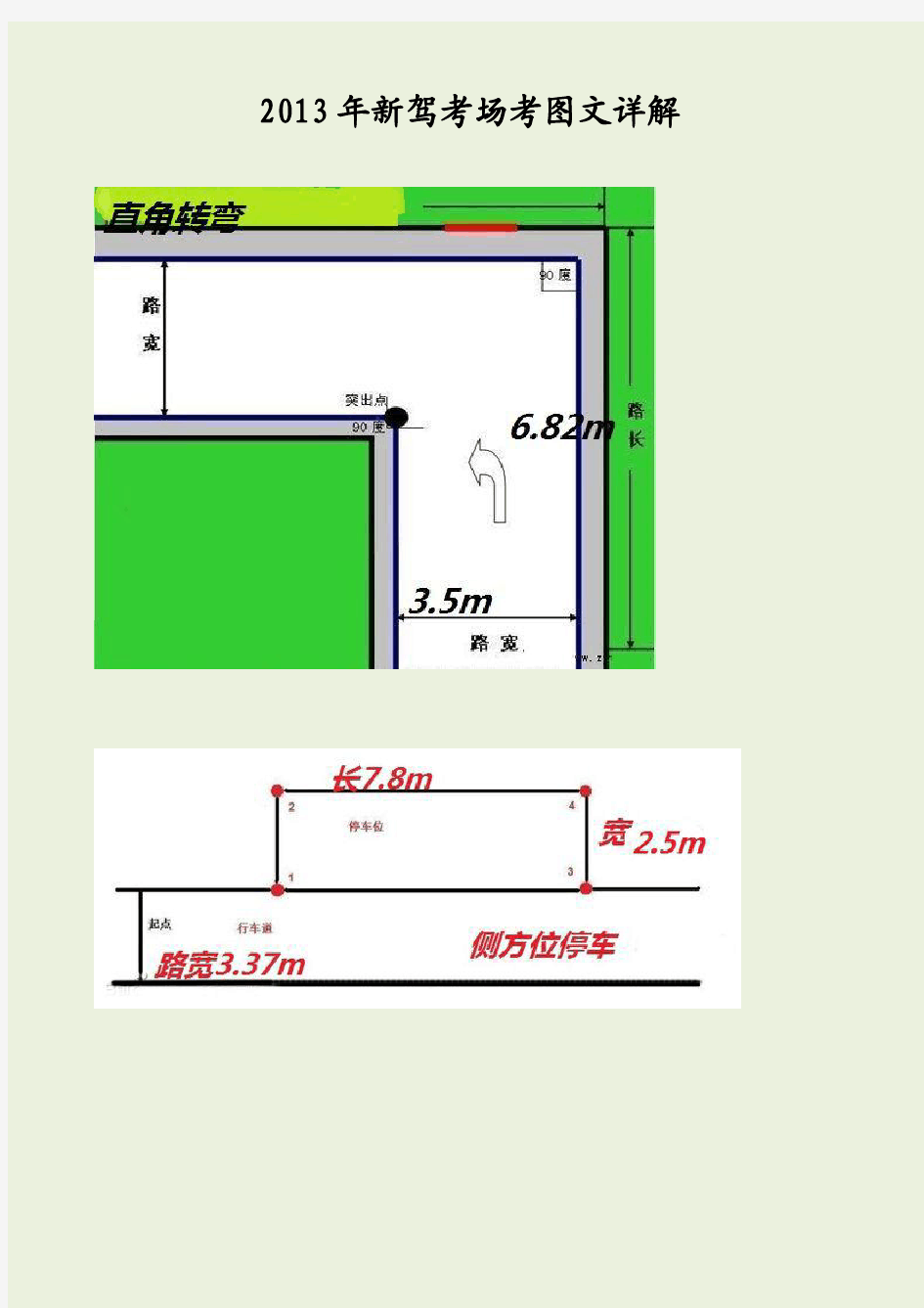 科目二场地标准尺寸详解