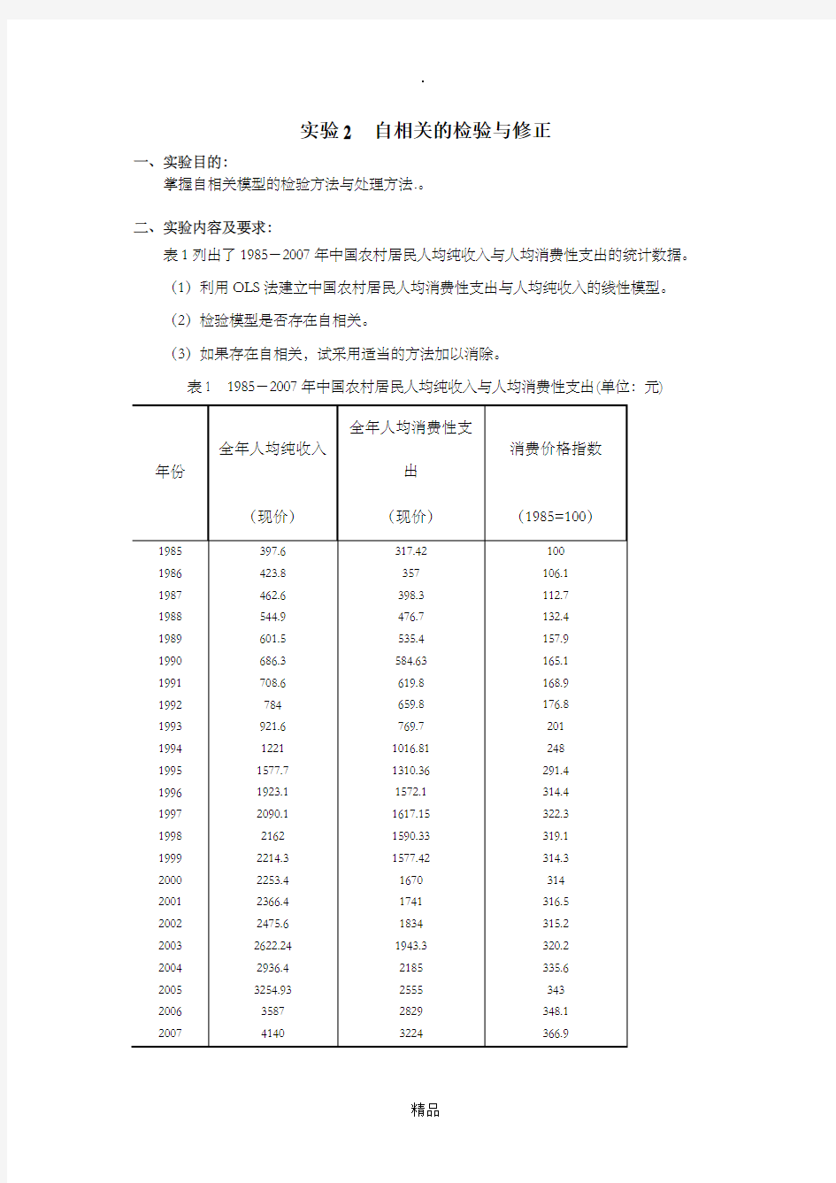 自相关的检验与修正