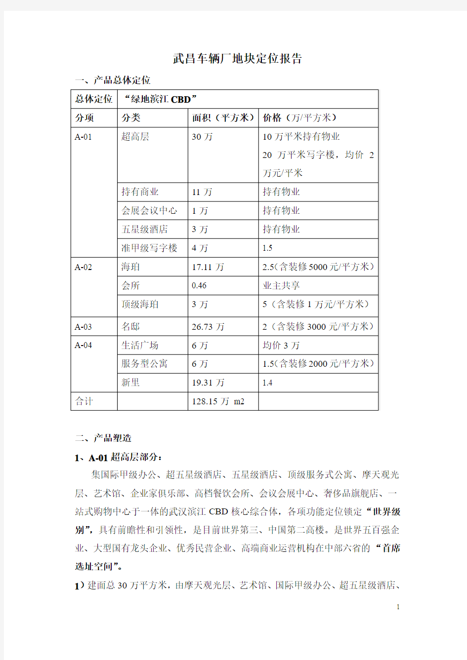 武昌车辆厂地块定位报告(框架)