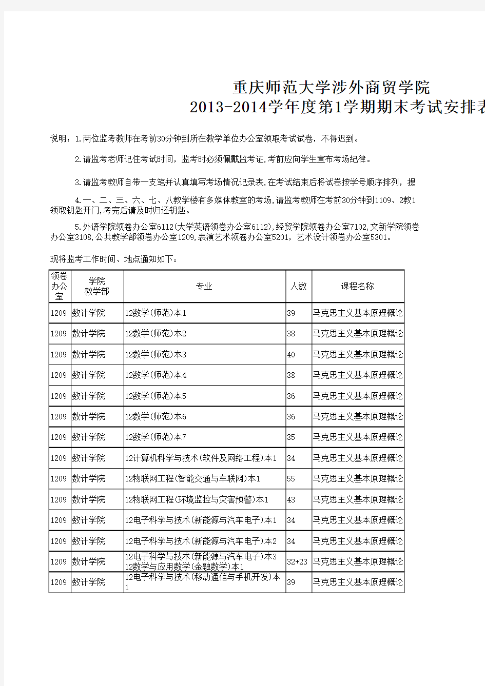 13-14-1期末考试教室安排总表(13.12.17)