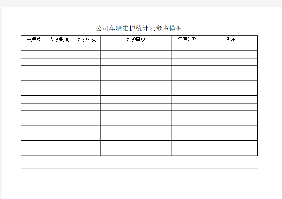 公司车辆维护统计表参考模板