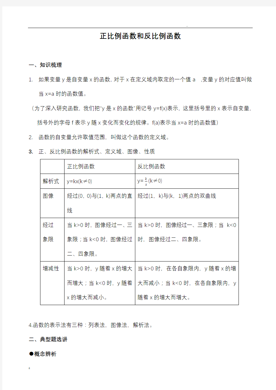 正比例函数和反比例函数(很好很经典题目)