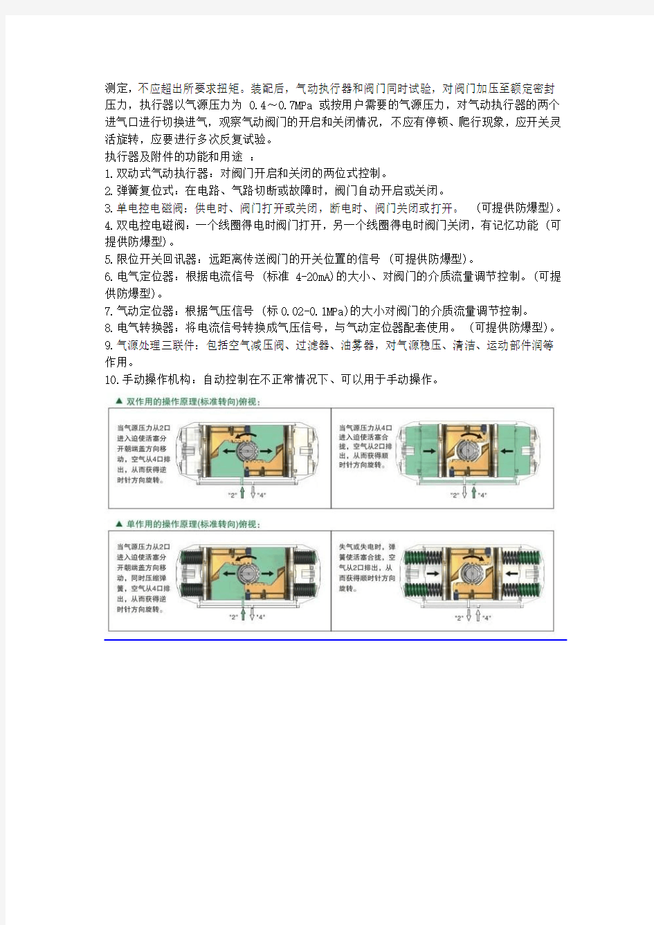 气动阀门气缸说明书