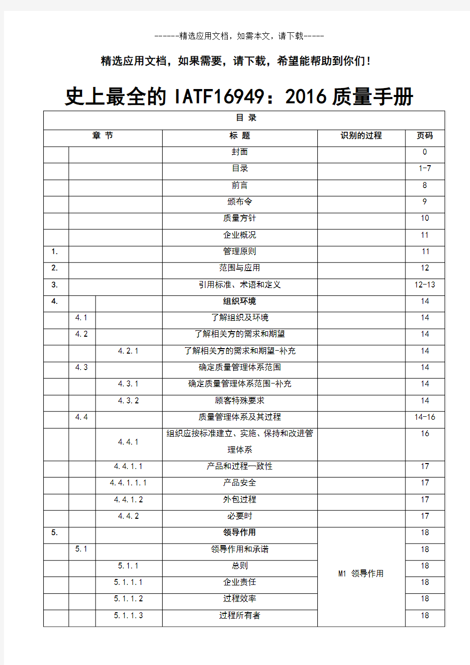 史上最全的IATF16949：2016质量手册