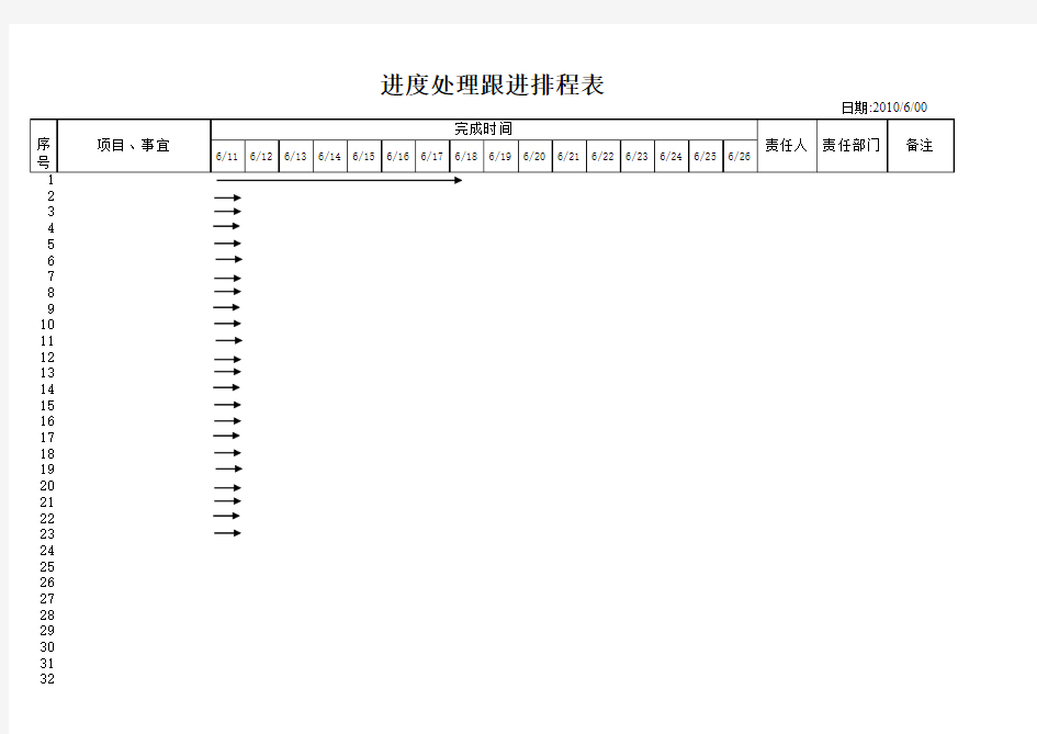 工作进度处理排程表