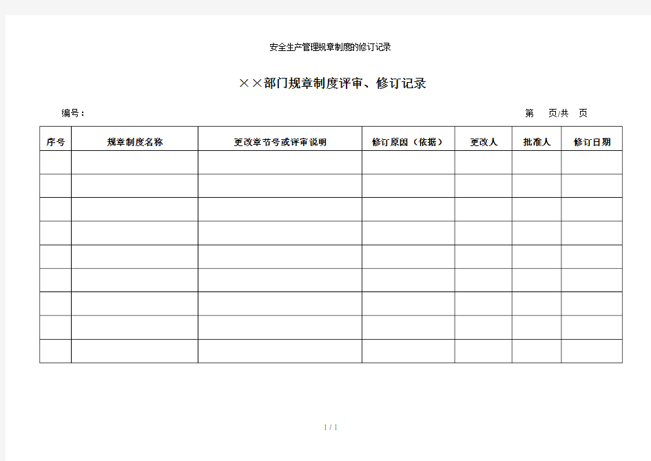 安全生产管理规章制度的修订记录