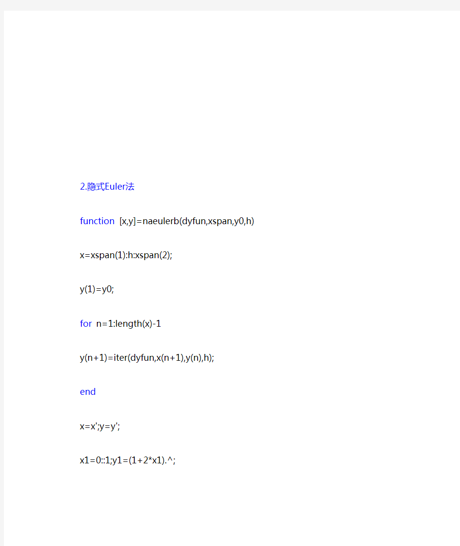 欧拉法matlab程序