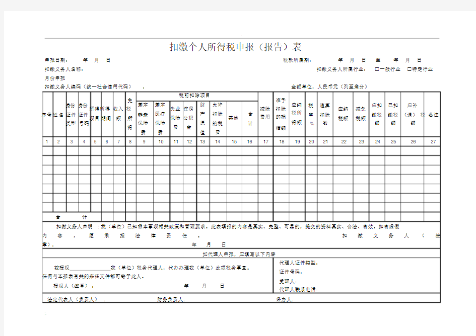 个人所得税申报表
