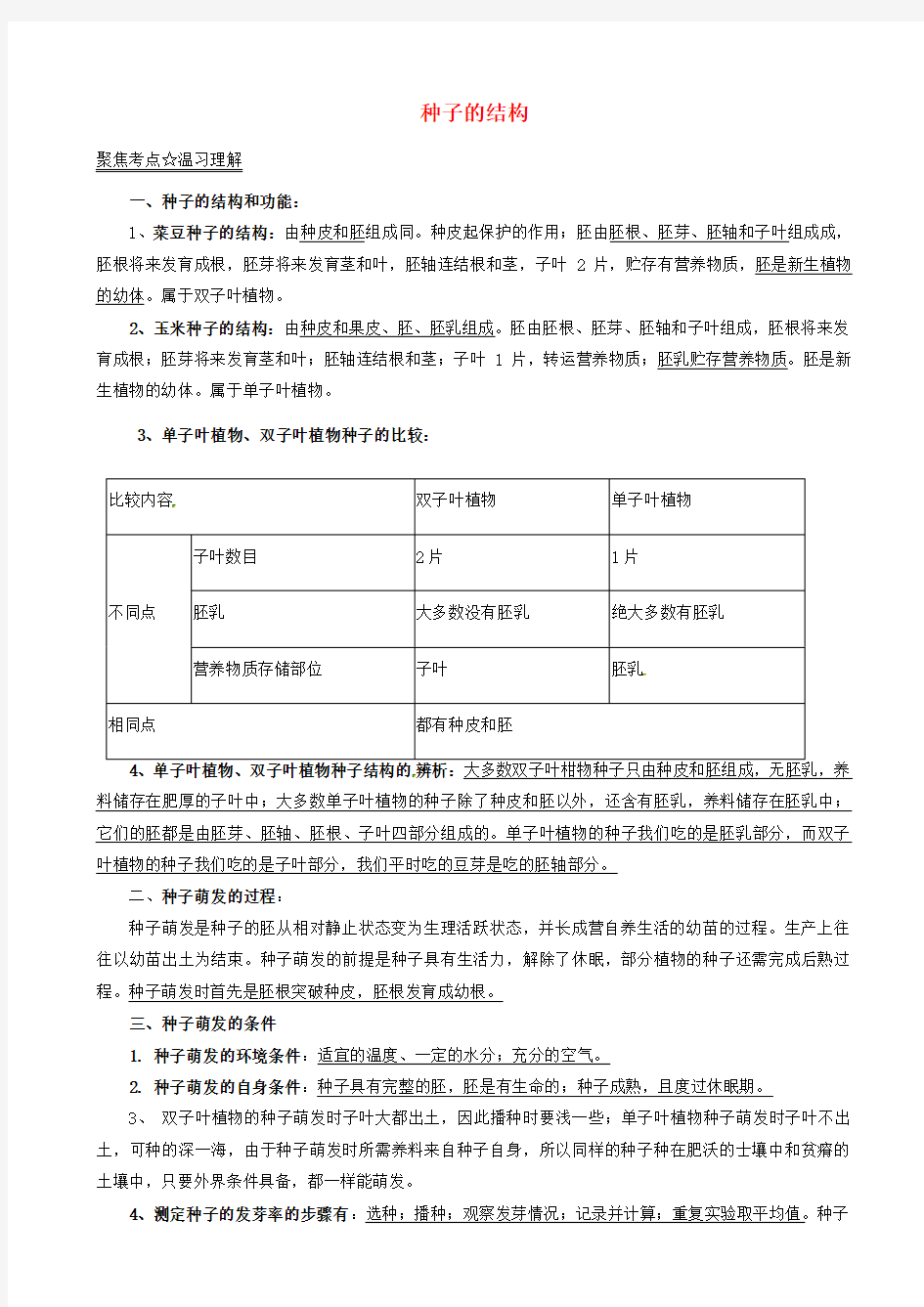 2016年中考生物考点总动员系列(专题04)种子的结构(含解析)AqAPnU