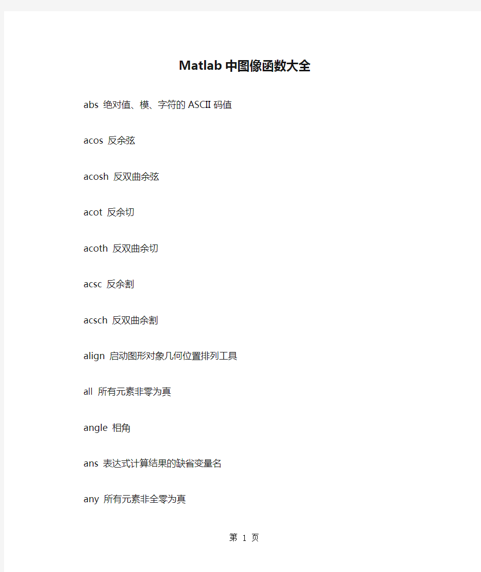 Matlab中图像函数大全2019(版)-28页文档资料