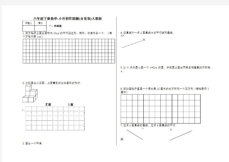 六年级下册数学试题-小升初作图题 -人教版测试题(含答案)