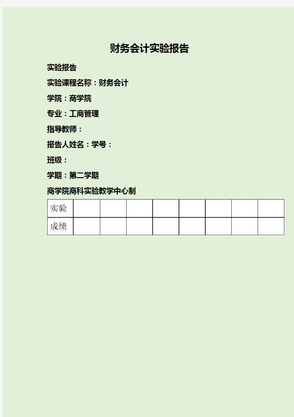 财务会计实验报告