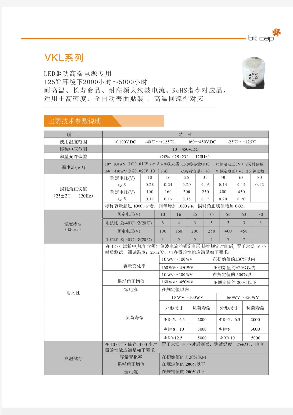 125℃贴片型铝电解电容器